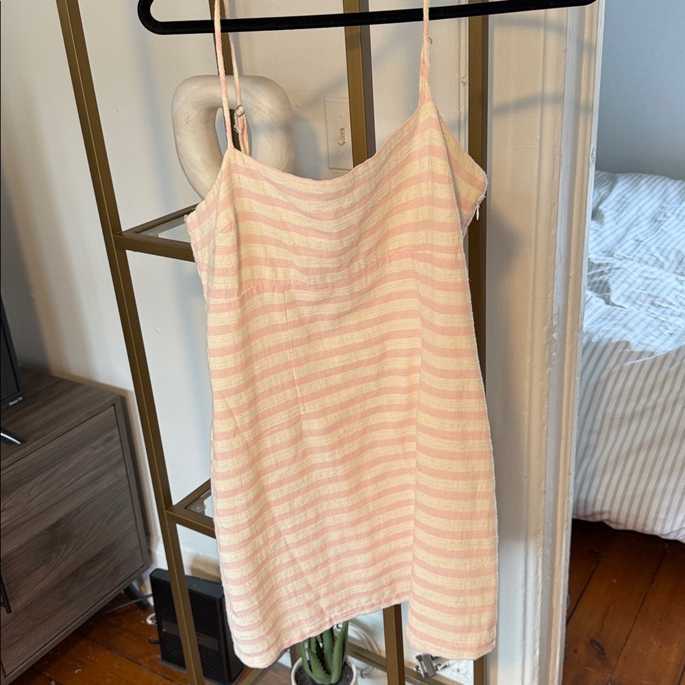 Mod On Trend Pink & White Striped Mini Dress | Medium